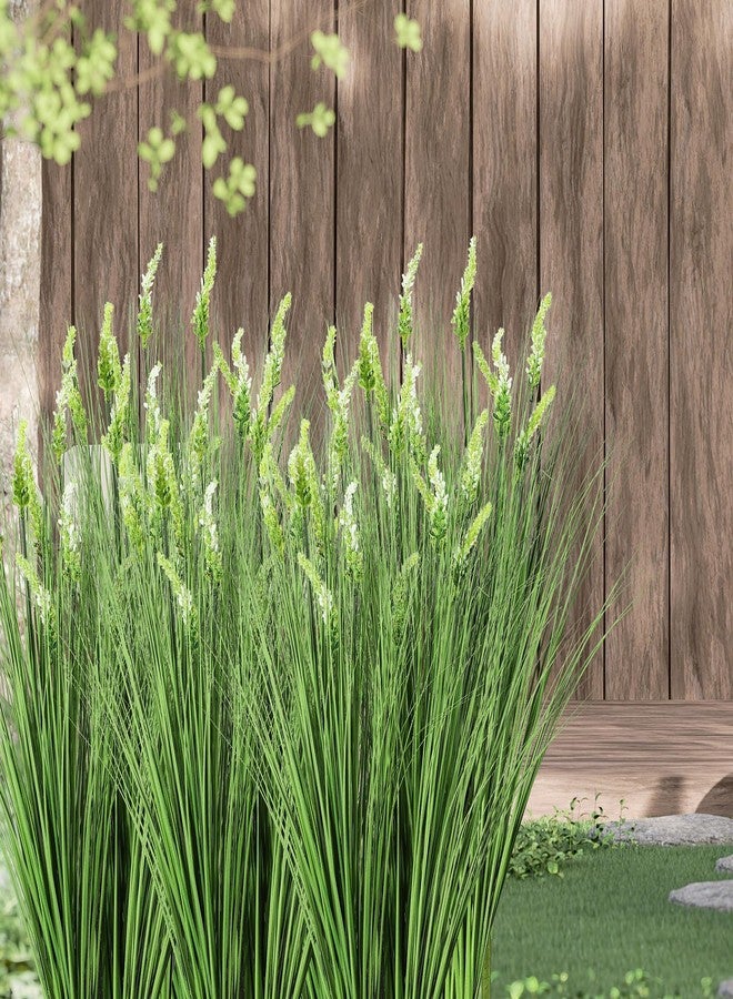 Solsew 12 Pcs Fake Tall Onion Grass 27'' Artificial Grass Plant UV Resistant Greenery Shrubs Bushes Green Faux Wheat Grass for Garden Home Porch Window Office Indoor Outdoor Decorations - Image 5